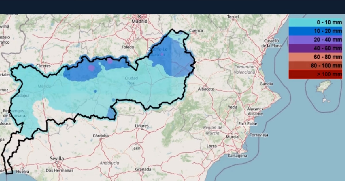Mapa pluviométrico da Península Ibérica.